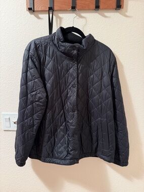Eileen Fisher Women’s Black Quilted Women's Jacket - Lightweight Packable Coat.